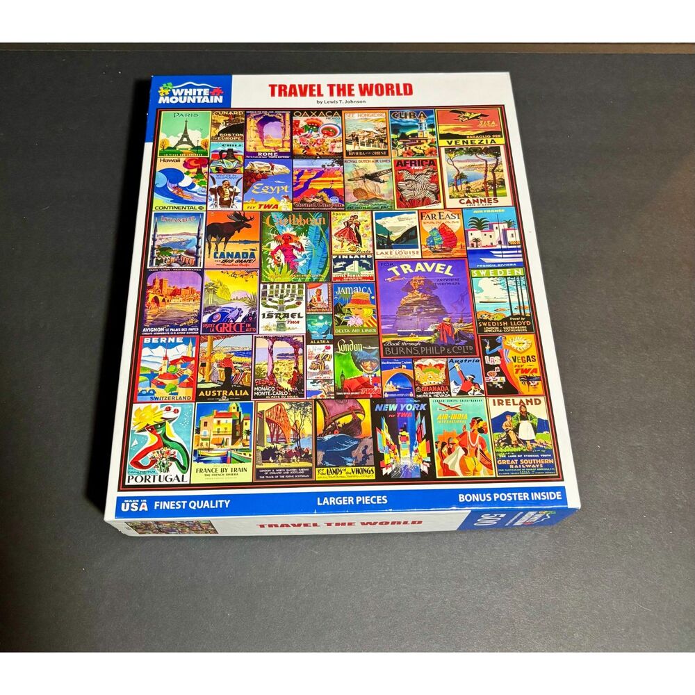 White Mountain “Travel The World” 1000‑Piece Jigsaw Puzzle – NEW & Sealed